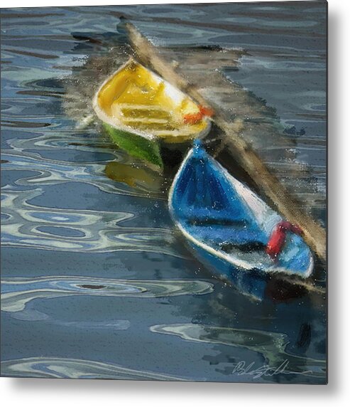 Boats Metal Print featuring the digital art 2 In Waiting by Dale Stillman