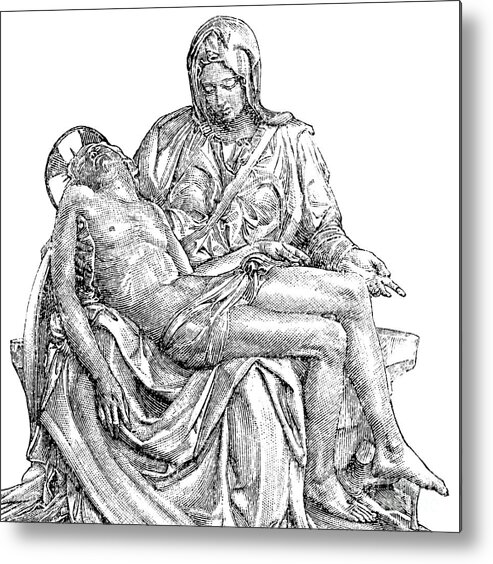 Michelangelo Metal Print featuring the drawing Pieta by Michelangelo