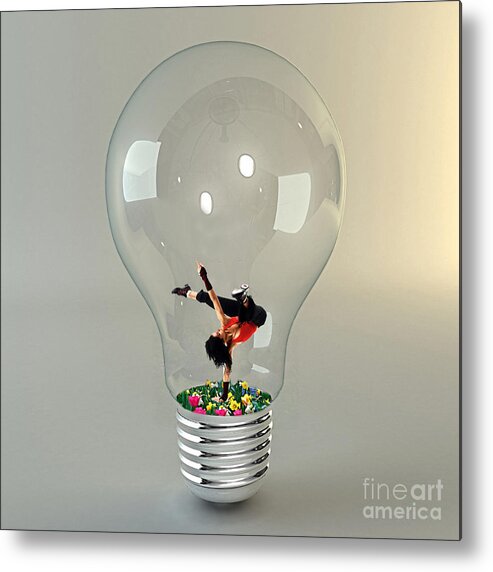 Lightbulb Metal Print featuring the mixed media Balance #5 by Marvin Blaine