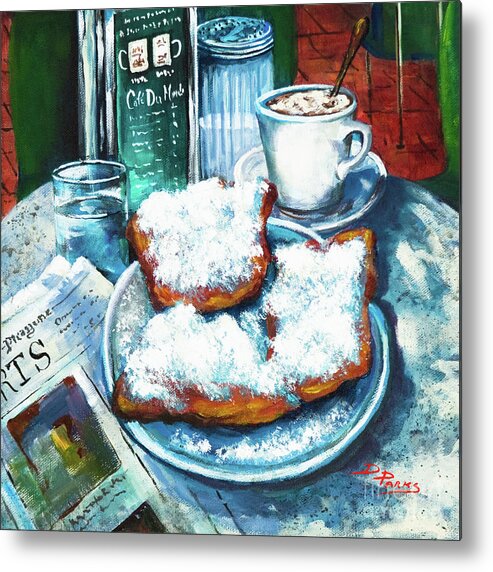 New Orleans Food Metal Print featuring the painting A Beignet Morning by Dianne Parks