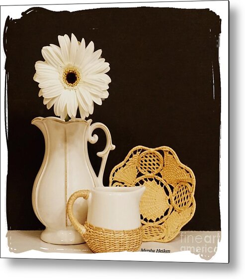 Photo Metal Print featuring the photograph A Daisy and a Basket by Marsha Heiken
