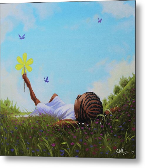 African American Metal Print featuring the painting A flower in the sky by Jerome White