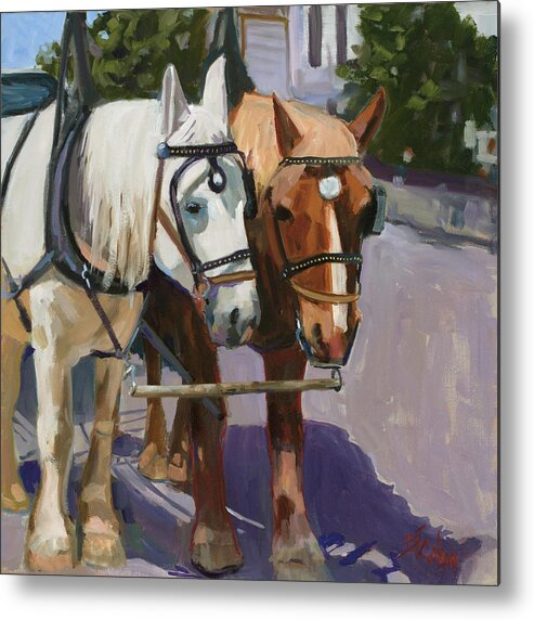 Horses Metal Print featuring the painting A Hard Days Work by Billie Colson