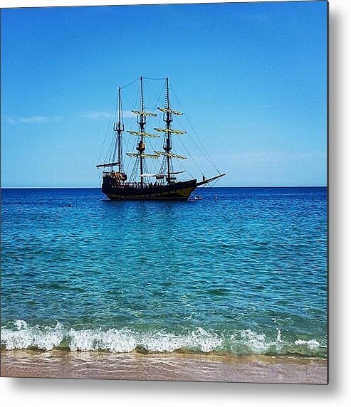 Beautiful Metal Print featuring the photograph A Pretty Pirate Yacht Unloading Happy by Tanya Gordeeva