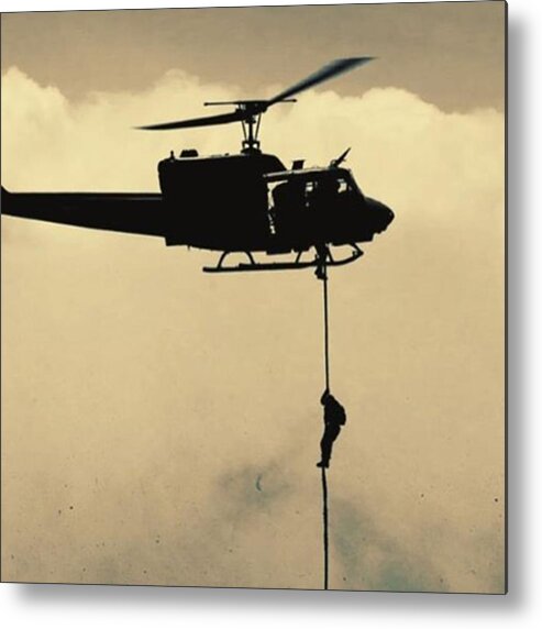 Picture Metal Print featuring the photograph A #usmc #marine Conducts A Fast Rope by Alex Snay