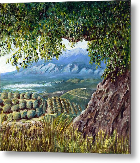 Landscape Metal Print featuring the painting A view of Sparta by Georgia Pistolis