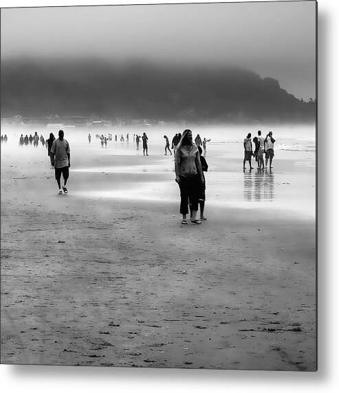 Cannon Beach Metal Print featuring the photograph A Walk in the Mist by David Patterson