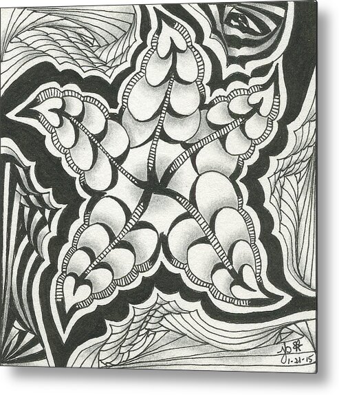 Zentangle Metal Print featuring the drawing A Woman's Heart by Jan Steinle