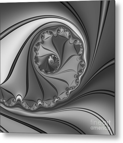 Abstract Metal Print featuring the digital art Abstract 156 BW by Rolf Bertram
