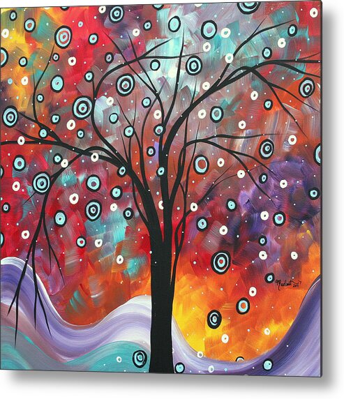 Abstract Metal Print featuring the painting Abstract Art Original Landscape SNOW FALL by MADART by Megan Aroon