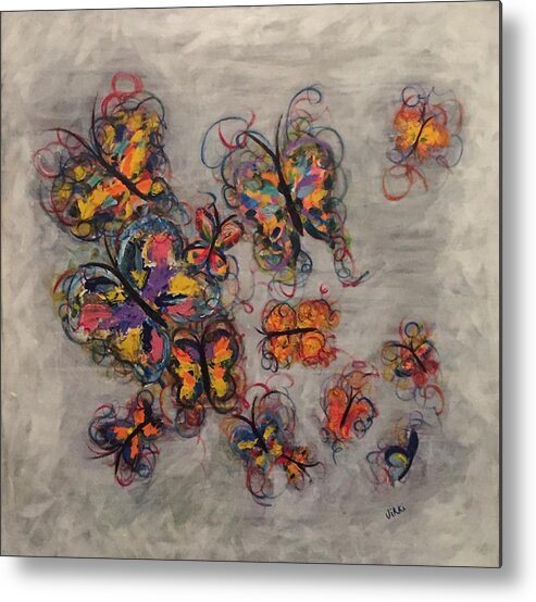 Butterfly Metal Print featuring the painting Abstract Butterflies by Vikki Angel