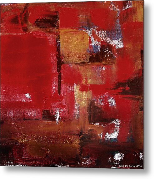 Abstract Metal Print featuring the painting Abstract in Red by Gina De Gorna