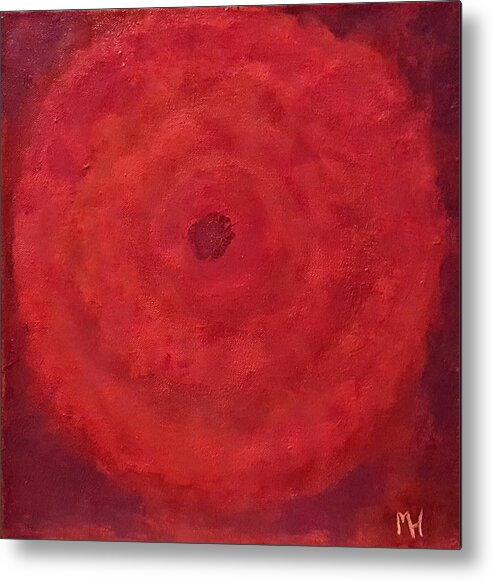 Red Metal Print featuring the painting Abstract Rose by Margaret Harmon