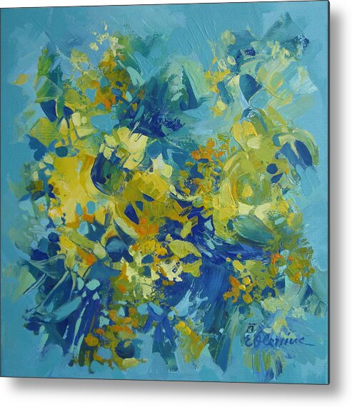 Abstract Metal Print featuring the painting Abstract spring by Elena Oleniuc