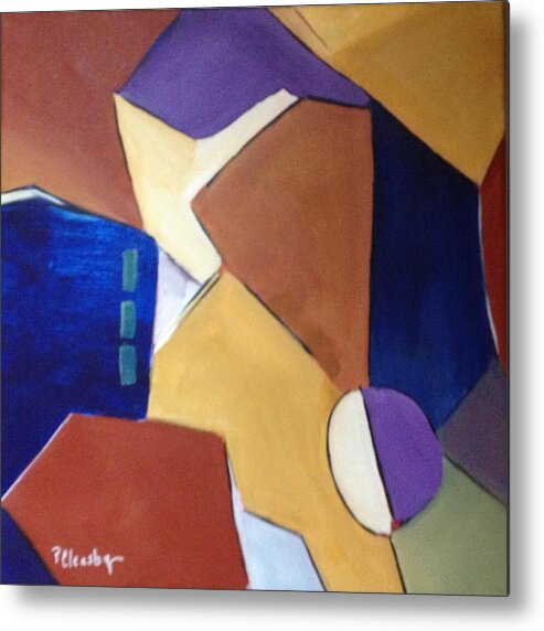 Abstract Metal Print featuring the painting Abstract Square by Patricia Cleasby