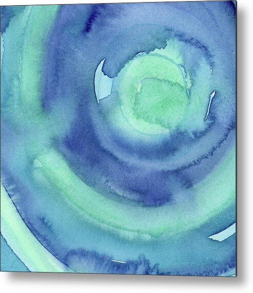 Pattern Metal Print featuring the painting Abstract Watercolor Aqua Blues by Olga Shvartsur