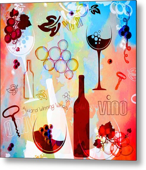 Abstract Grapes Metal Print featuring the digital art Abstract Wine Art by Serena King