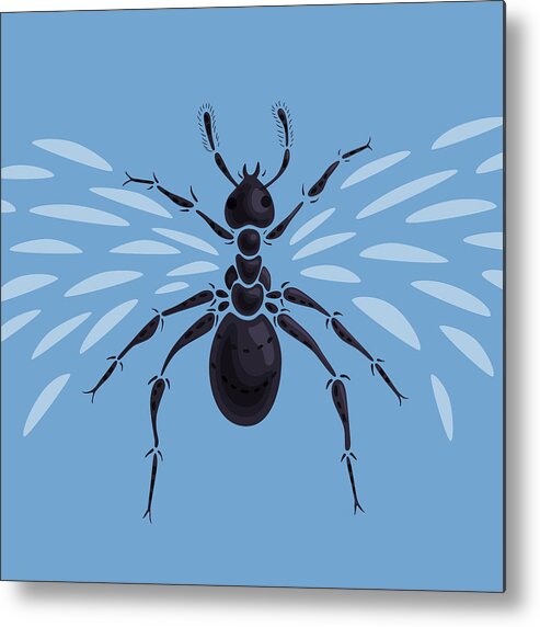 Ant Metal Print featuring the digital art Abstract Winged Ant by Boriana Giormova