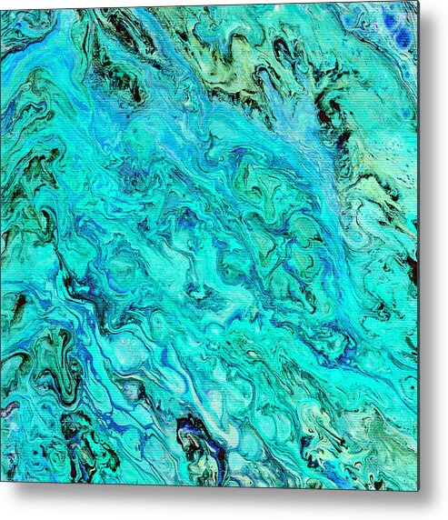 Abstract Metal Print featuring the mixed media Acrylic Blues by Stephanie Grant