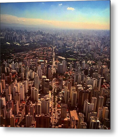 Ig_brazil Metal Print featuring the photograph Aerial View Of Ibirapuera Avenue At by Kiko Lazlo Correia