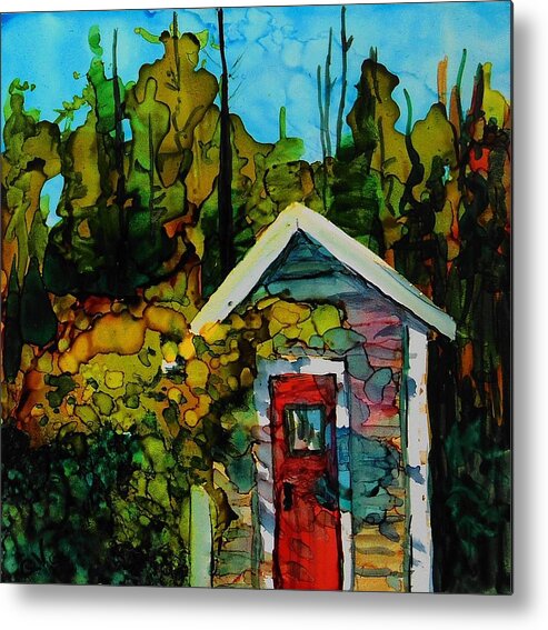 Alcohol Ink Metal Print featuring the painting Our Shed - A 204 by Catherine Van Der Woerd