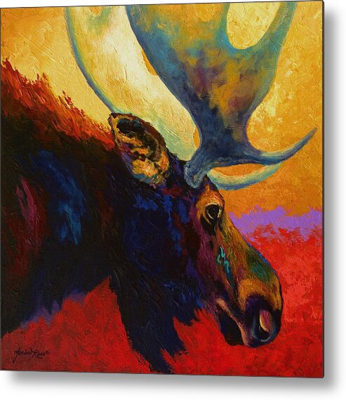 Moose Metal Print featuring the painting Alaskan Spirit - Moose by Marion Rose