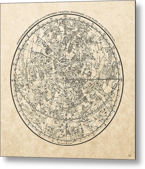 ‘celestial Maps’ Collection By Serge Averbukh Metal Print featuring the digital art Alexander Jamieson's Celestial Atlas - Northern Hemisphere by Serge Averbukh