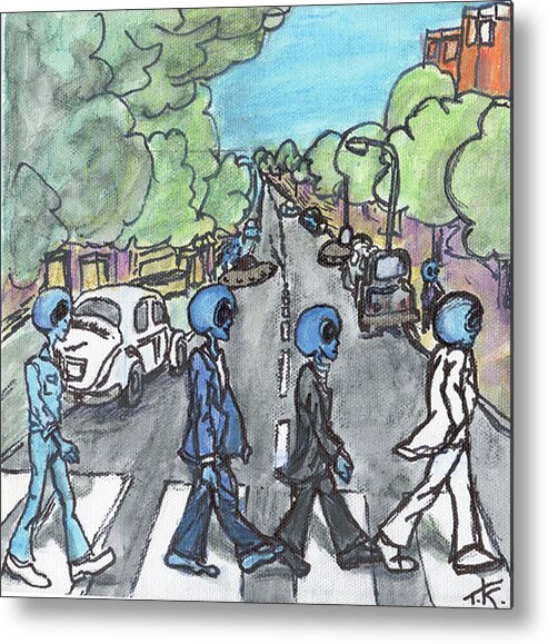 Beatles Metal Print featuring the painting Alien Road by Similar Alien