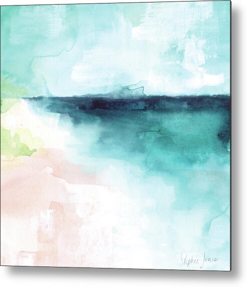 Beach Metal Print featuring the painting All is Calm by Stephie Jones