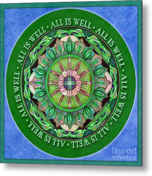 Mandala Metal Print featuring the painting All Is Well Mandala Prayer by Jo Thomas Blaine