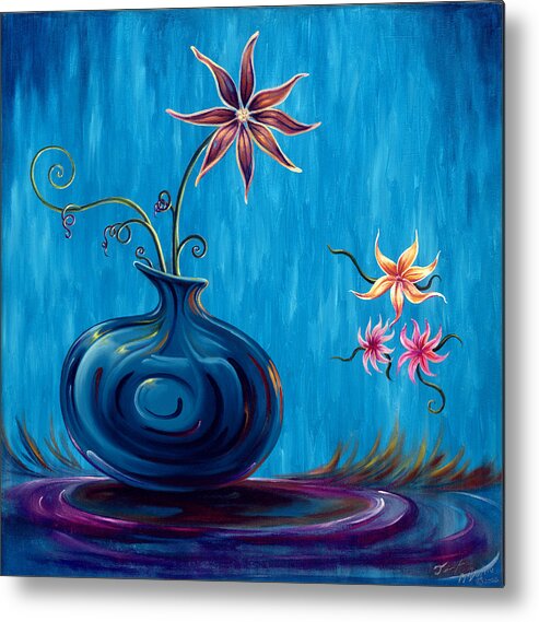 Fantasy Floral Scape Metal Print featuring the painting Aloha Rain by Jennifer McDuffie