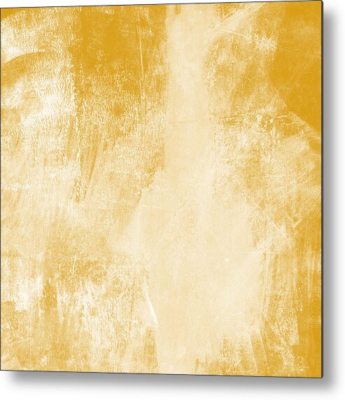 Abstract Metal Print featuring the painting Amber Waves by Linda Woods