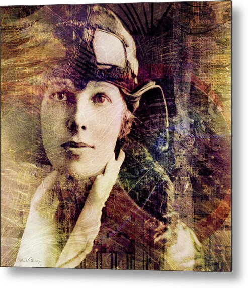 Amelia Earhart Metal Print featuring the digital art Amelia by Barbara Berney