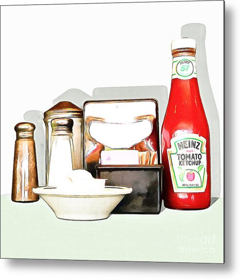 Diner Metal Print featuring the photograph American Diner 20160221 square by Wingsdomain Art and Photography