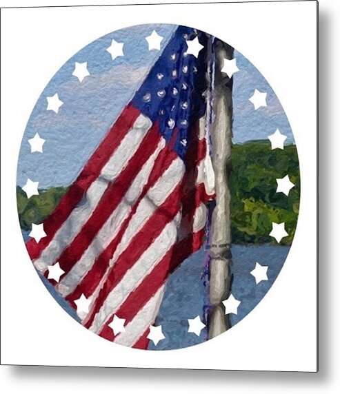 American Flag Metal Print featuring the painting Proud to be an American by Joan Reese