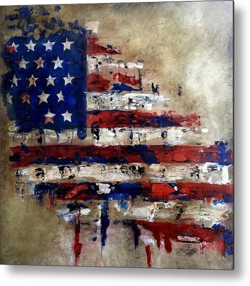 Fidostudio Metal Print featuring the painting American Flag by Tom Fedro