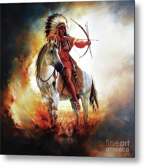Native American Metal Print featuring the painting American Warriors 78 by Gull G