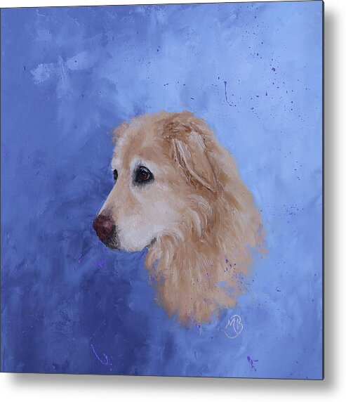 Dog Art Metal Print featuring the painting Angel, a Golden Retriever by Monica Burnette