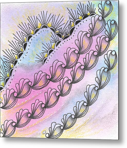Zentangle Metal Print featuring the drawing Angels' Descent by Jan Steinle