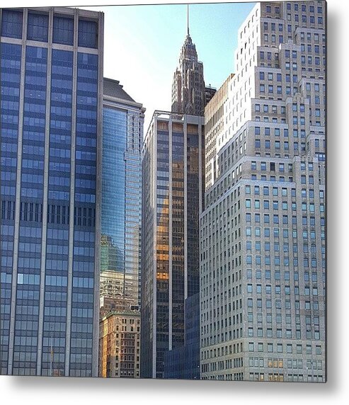 Empire State Building Metal Print featuring the photograph NYC skyline reflections by Lauren Fitzpatrick