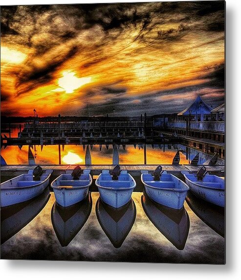 Jersey Shore Metal Print featuring the photograph Sunset over the Marina by Lauren Fitzpatrick