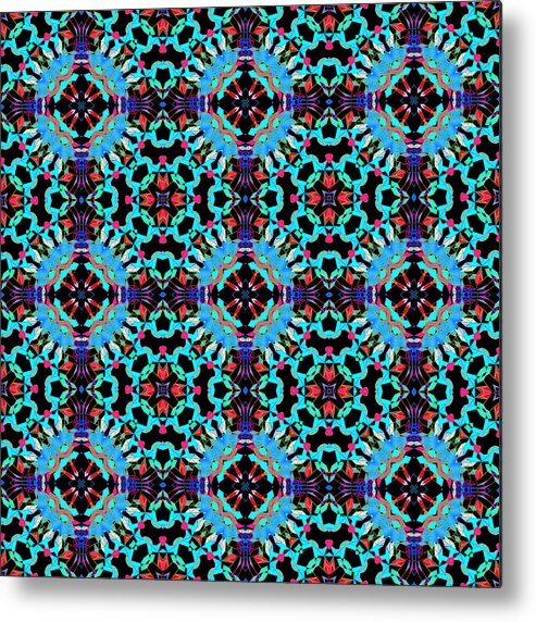 Aqua Geometric Mandala Metal Print featuring the digital art Aqua Geometric Mandala by Becky Herrera