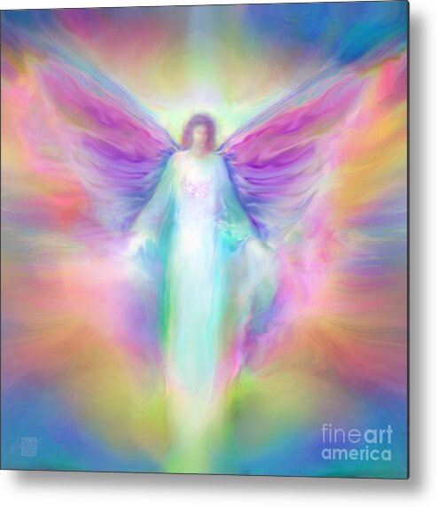 Angel Paintings Metal Print featuring the painting Archangel Raphael Healing by Glenyss Bourne