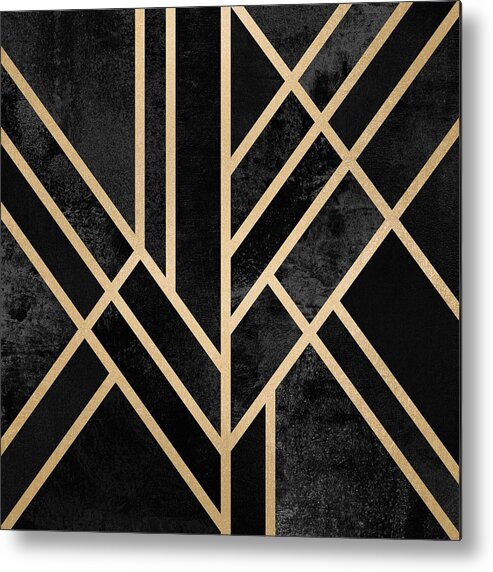 Digital Metal Print featuring the digital art Art Deco Black by Elisabeth Fredriksson