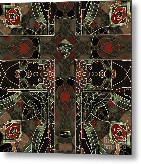 Stained Glass Metal Print featuring the painting Art Nouveau Crucifix by Mindy Sommers