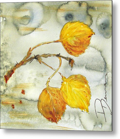 Aspen Leaves Watercolor Metal Print featuring the painting Aspen Leaves by Dawn Derman