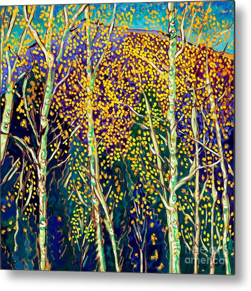 Trees Metal Print featuring the painting Aspiring Aspens by Cathy Carey