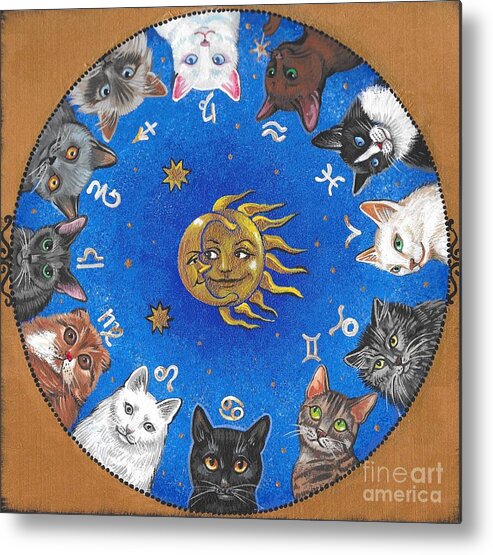 Print Metal Print featuring the painting Astrological Cats by Margaryta Yermolayeva