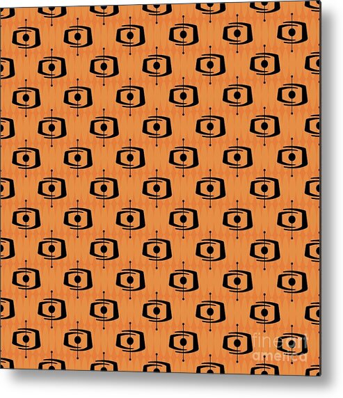 Mid Century Modern Metal Print featuring the digital art Atomic Shape 1 in Orange by Donna Mibus
