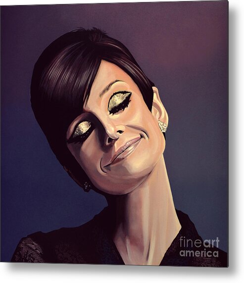 Audrey Hepburn Metal Print featuring the painting Audrey Hepburn Painting by Paul Meijering